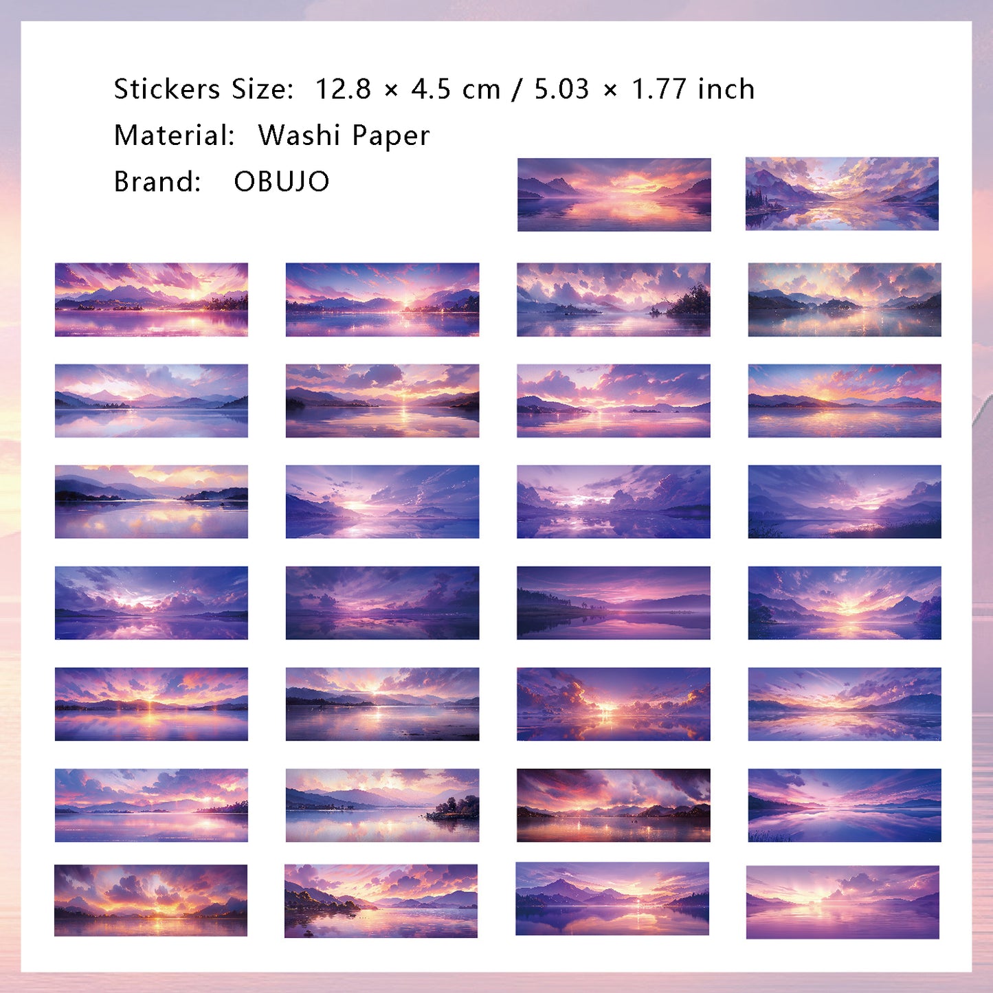 30 Sheets Sunset Landscape Washi Stickers ZRYXJ