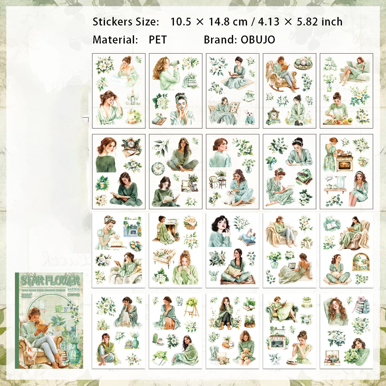 20 Sheets Flower Girl Stickers Book YMHM