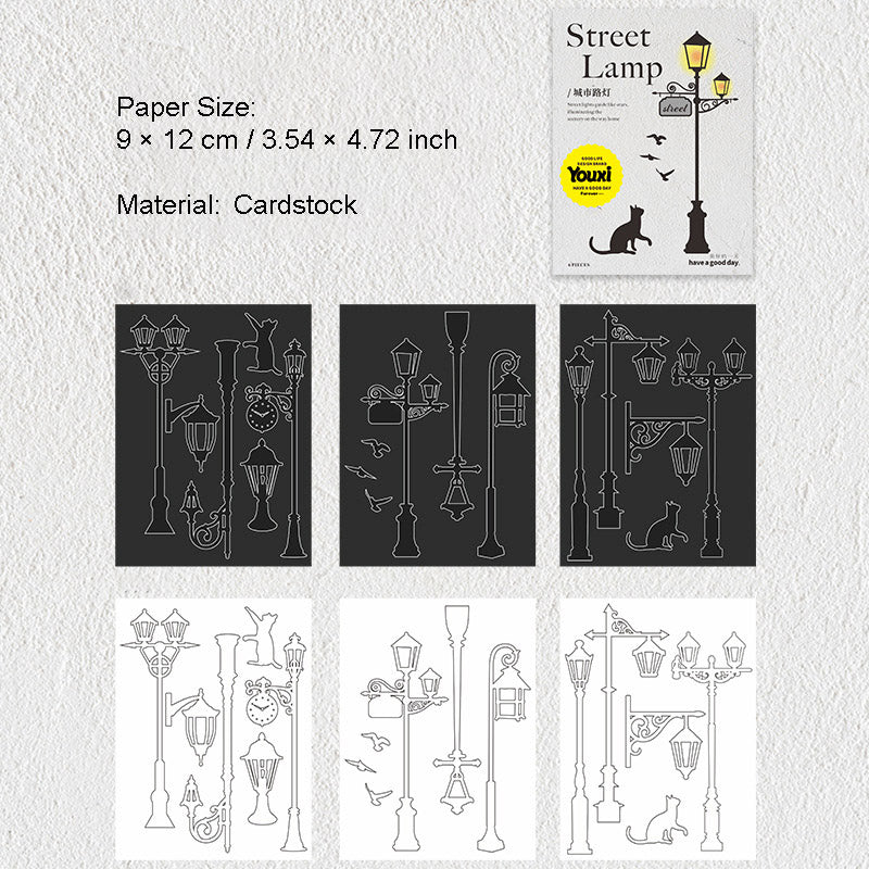 4 Pcs Street Lights Theme Cutout Paper LDXL