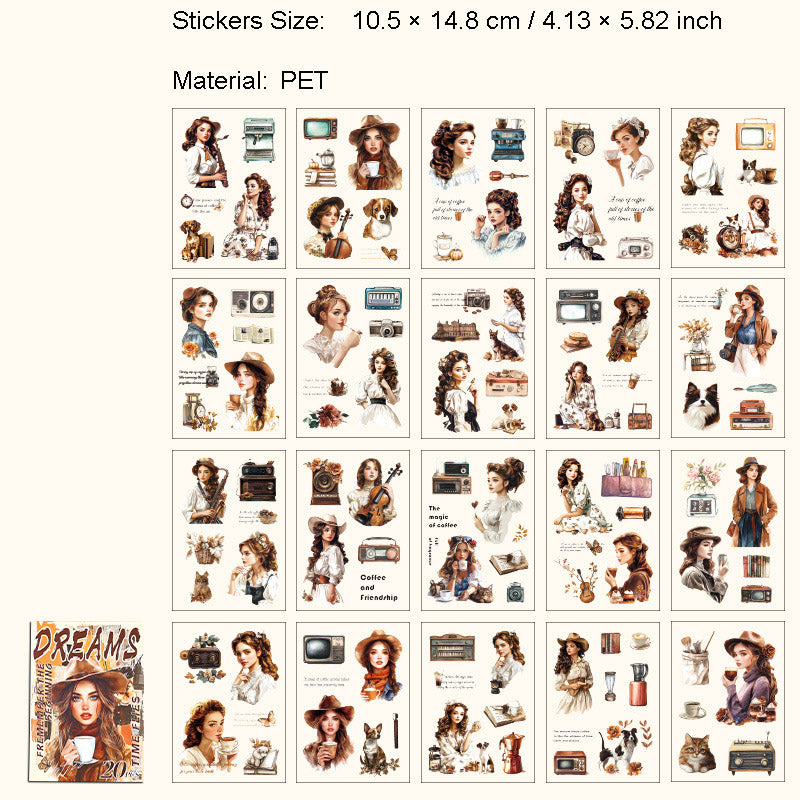 20 Pcs Vintage PET Stickers Book ZSLN
