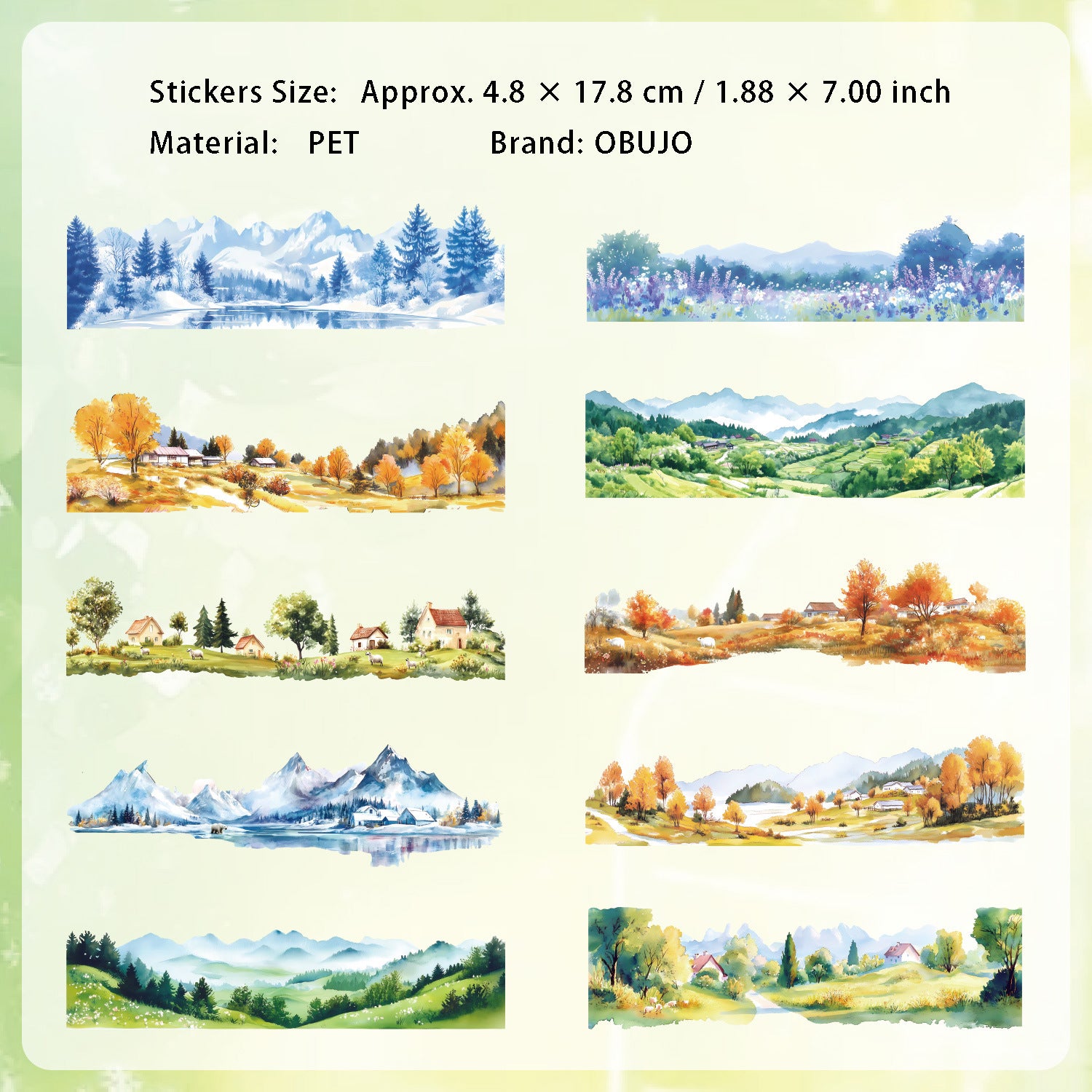 10 Pcs Seasonal Landscape PET Stickers GSZL