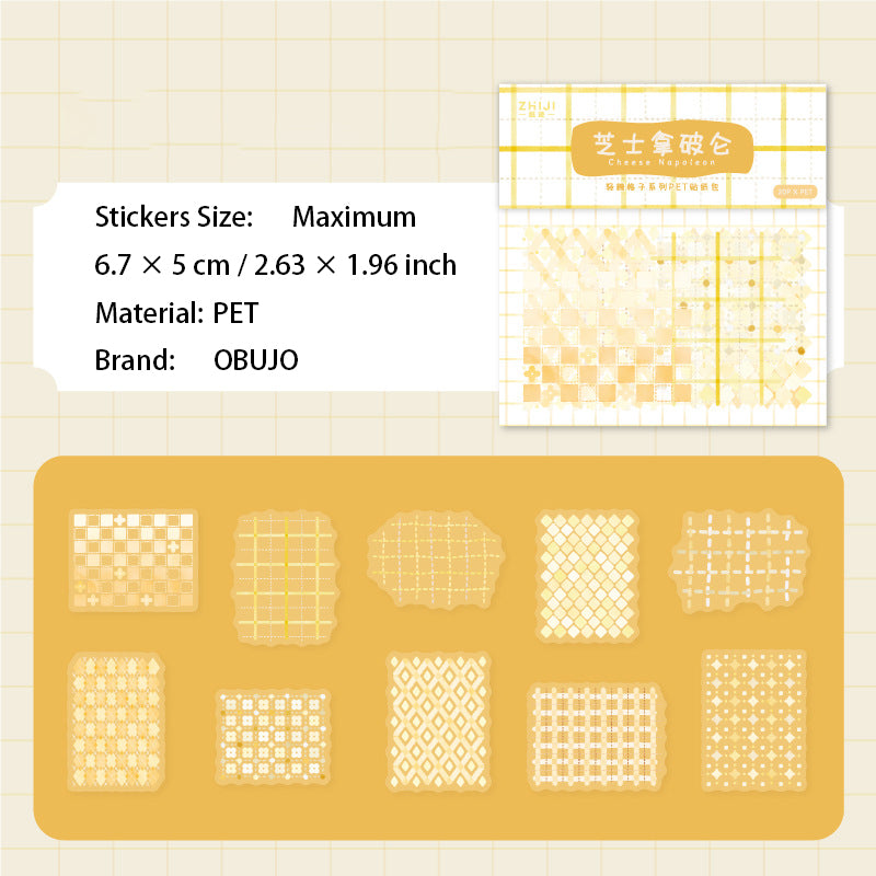 20 Pcs Grid Themed PET Stickers QTGZ