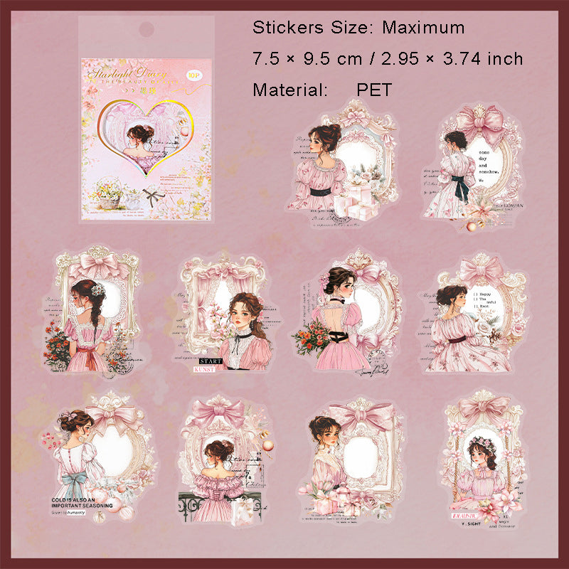 10 Pcs Mirror Girl PET Stickers TDXGRJ