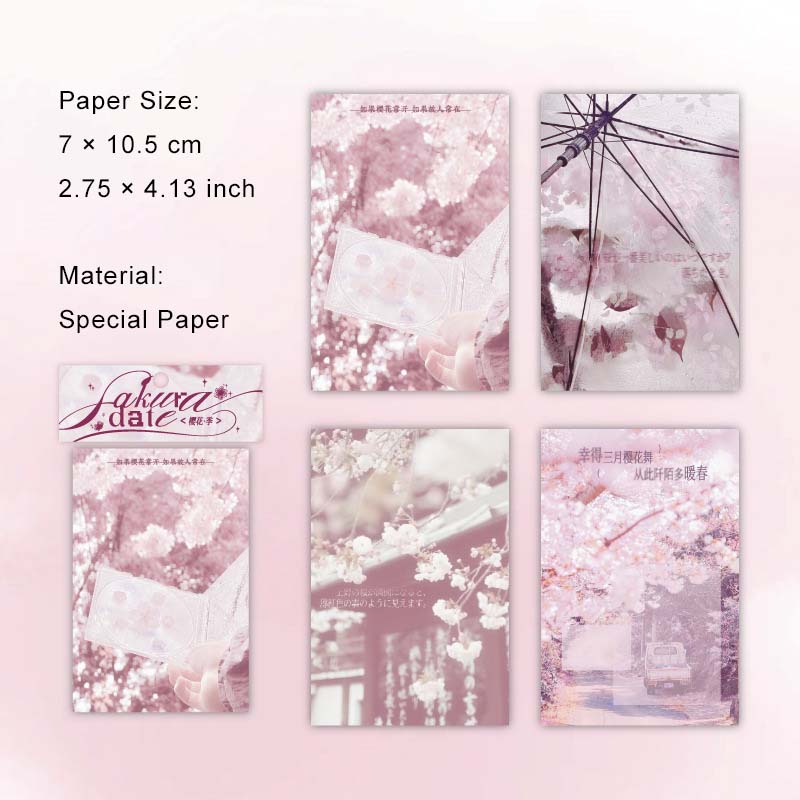 40 Pcs Sakura Theme Scrapbook Paper YHZY