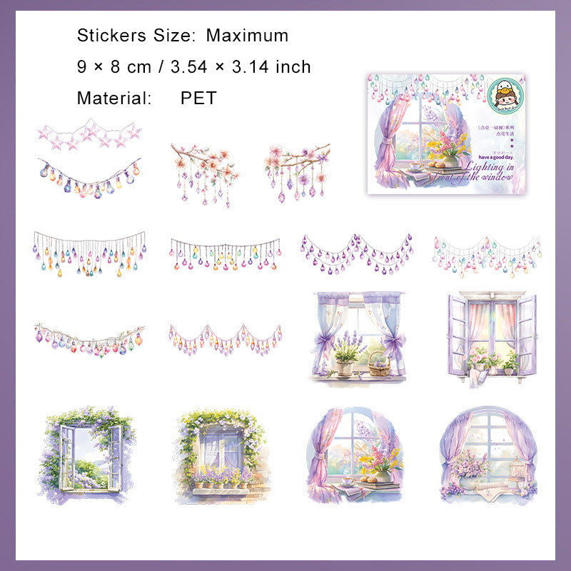 16 Pcs Light and Window PET Stickers DLYSC