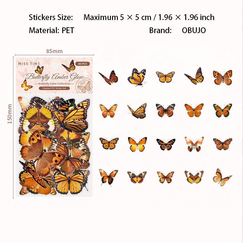 40 Pcs Butterfly PET Stickers DCJL