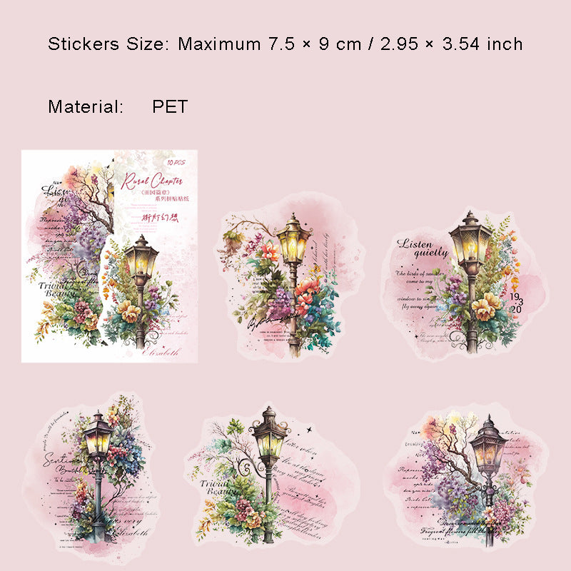 10 Pcs Flower Manor PET Stickers TYPZ