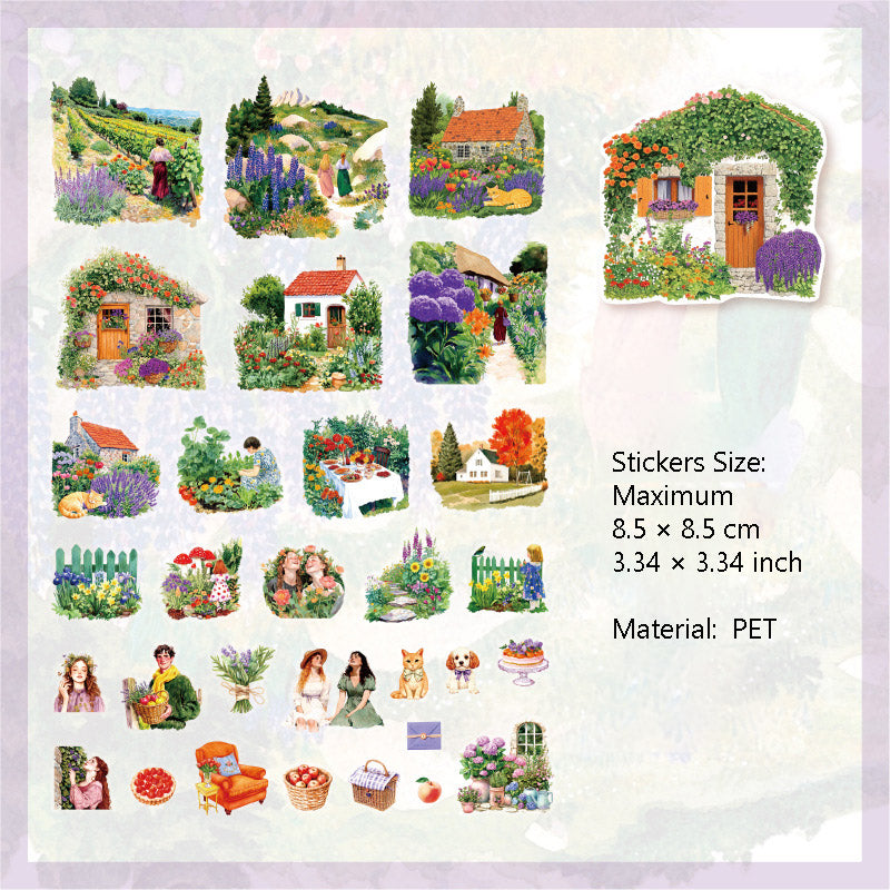 30 Pcs Manor Girl PET Stickers XLLM