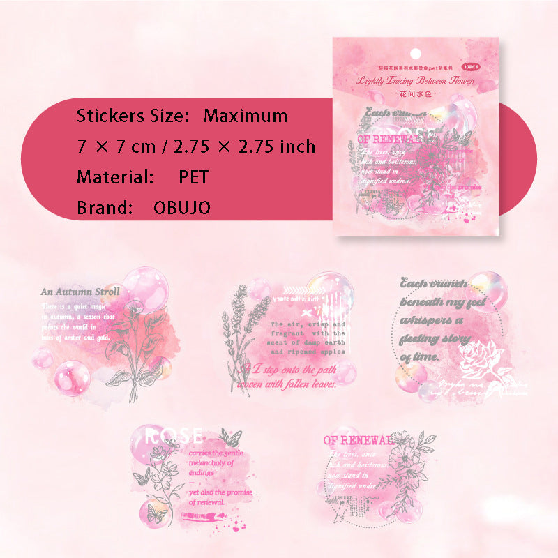 10 Pcs Watercolor Quote PET Stickers QMHJ