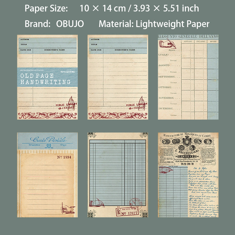 20 Pcs Old Page Journal Paper JYSJ