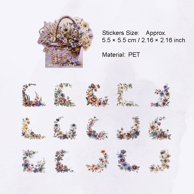 30 Pcs Flower Theme PET Stickers SLXZ