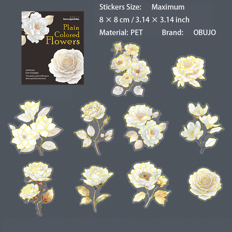 10 Pcs Gold Foil White Flower SSHK