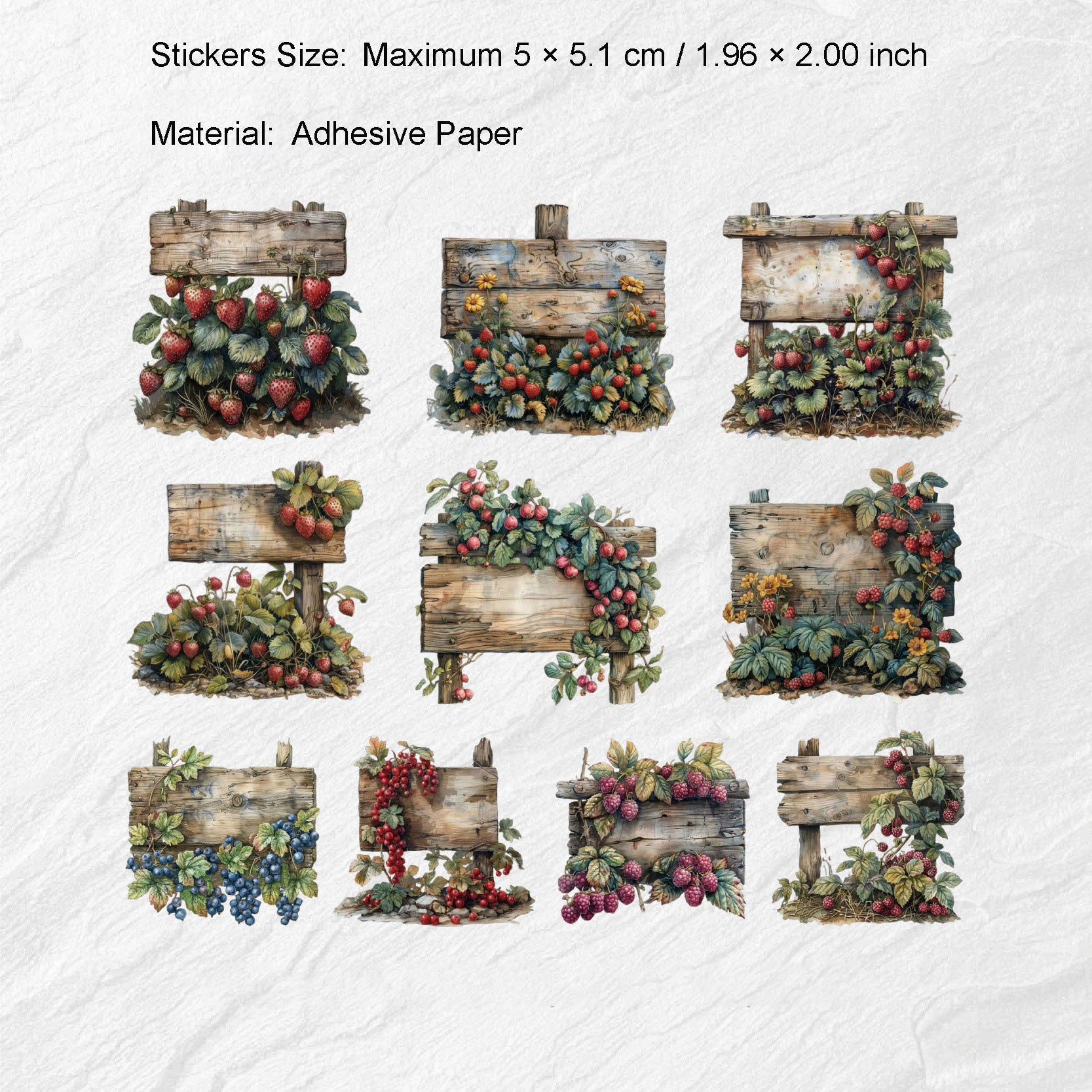10 Pcs Orchard Theme PET Stickers PJXL