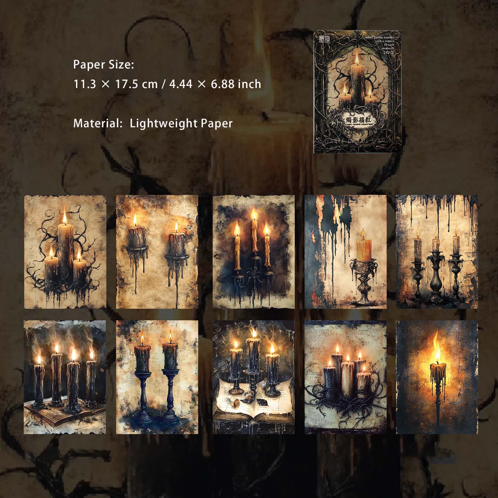 20 Sheets Dark Gothic Scrapbook Paper HAZMW