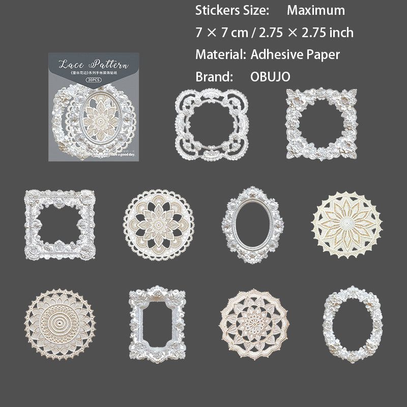 20 Pcs Lace Frame Stickers LSHB