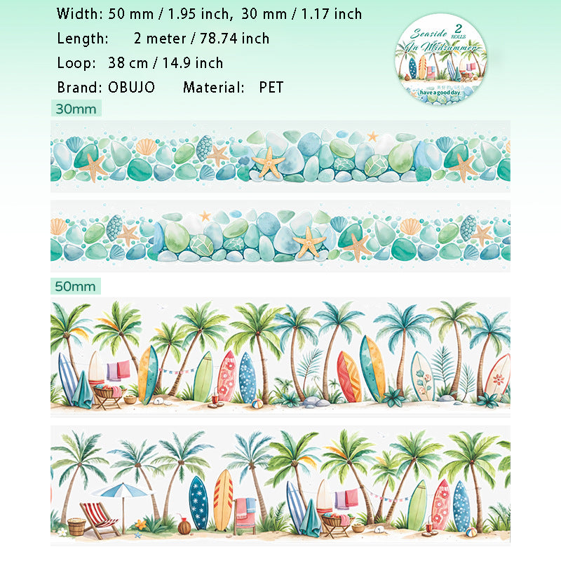2 Rolls Summer Beach PET Tapes Set SXHB