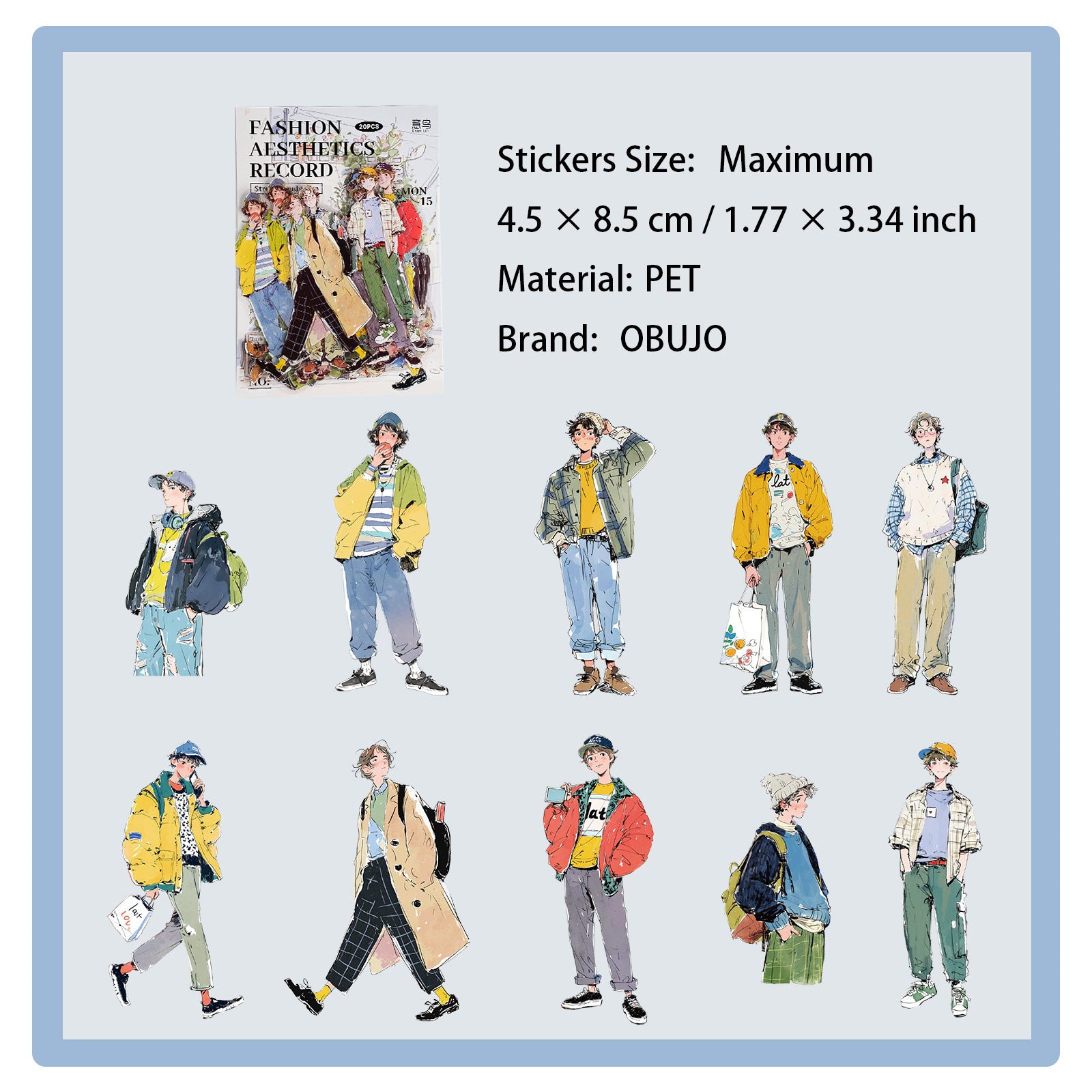 20 Pcs Urban Girl Boy PET Stickers CDMXL