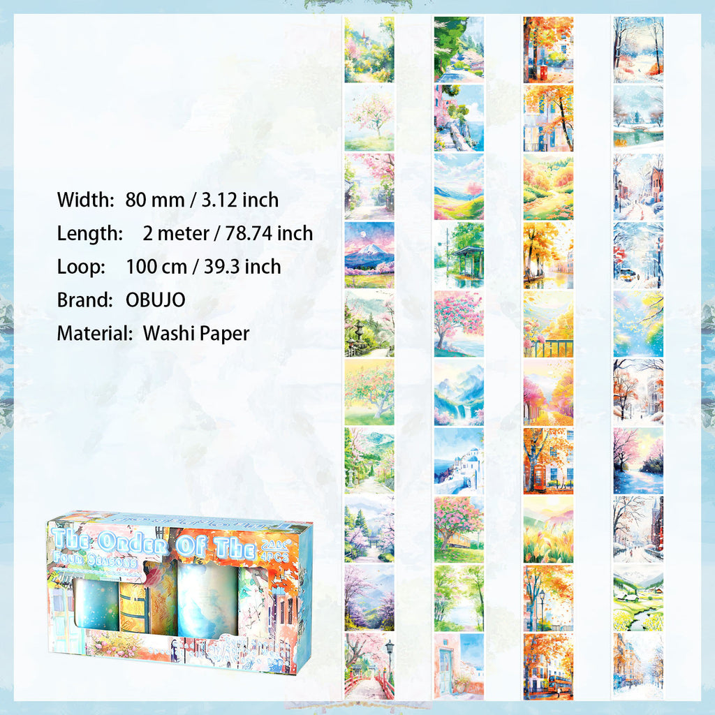 4 Rolls Seasonal Landscape Washi Tapes Set SJLC
