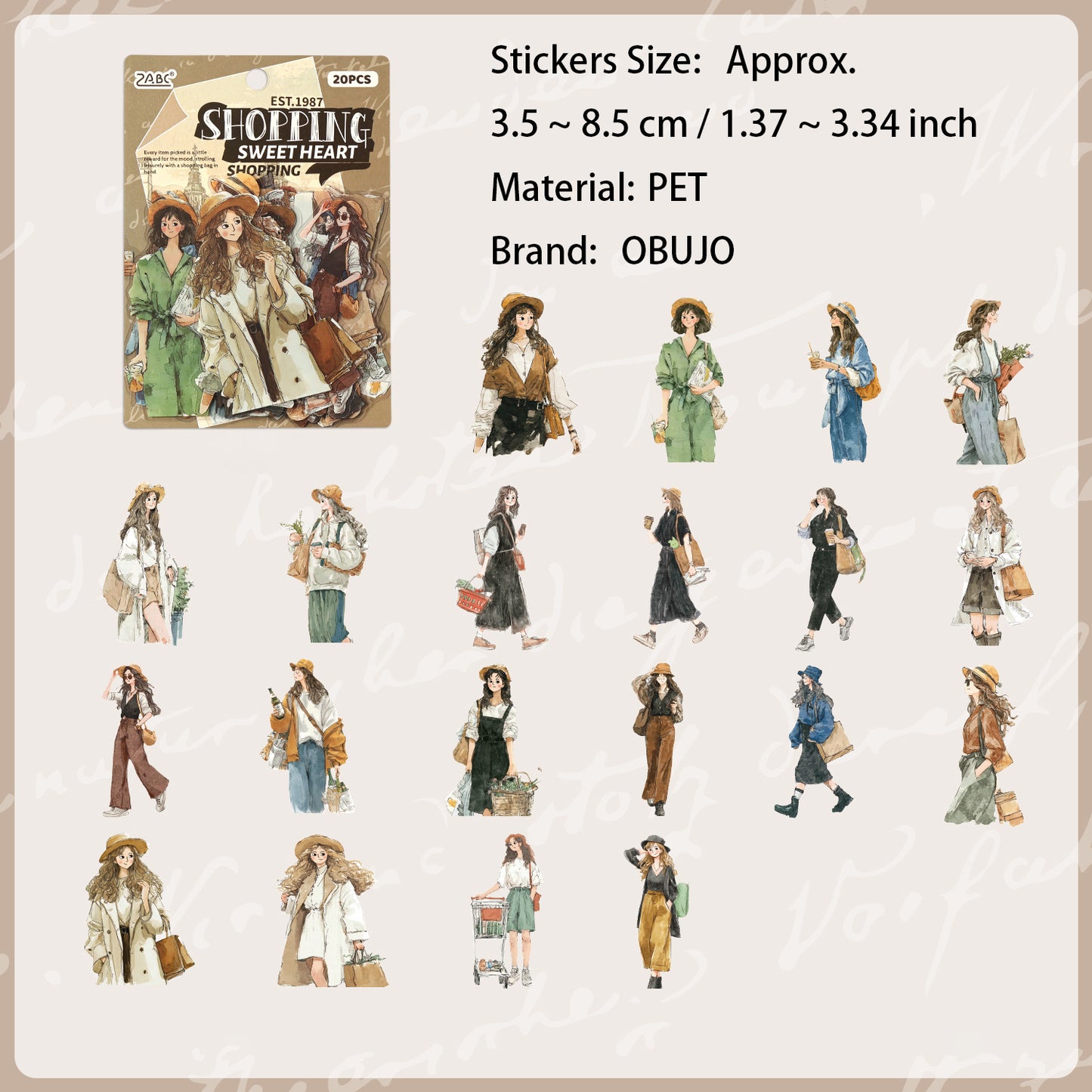 20 Pcs Cozy Girl Life PET Stickers SSSH