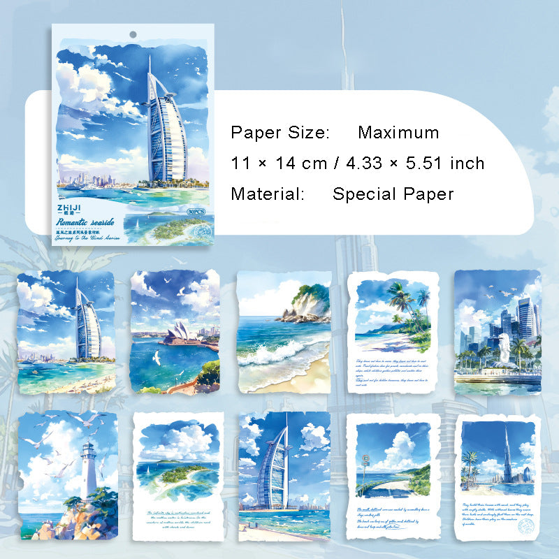 30 Pcs Travel Landscape Scrapbook Paper ZFZ: