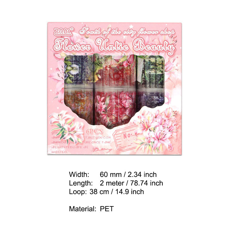 6 Rolls Flower Theme PET Tapes Set CNHD