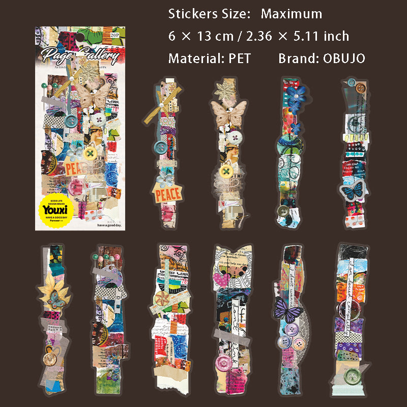 20 Pcs Vintage Collage PET Stickers SYCL