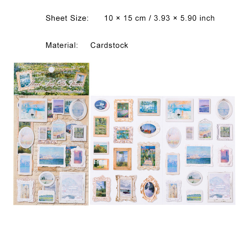2 Sheets 3D Famous Painting Stickers MHBWG