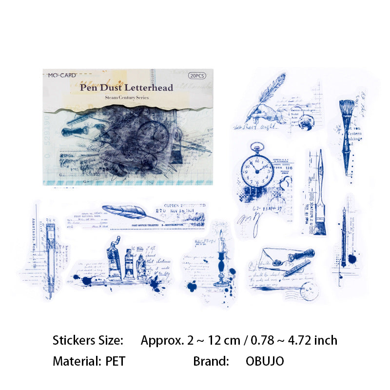 20 Pcs Vintage Steam Age PET Stickers ZQSJ