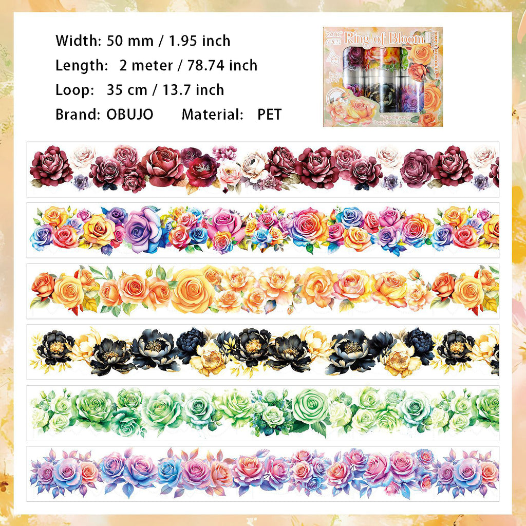 6 Rolls Rose PET Tapes Set HHWR