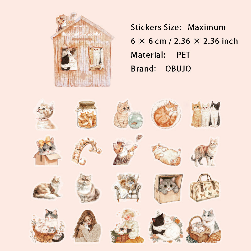 40 Pcs Cat Theme PET Stickers XCLY