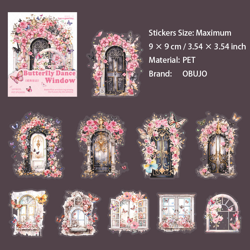 10 Pcs Butterfly Door Window PET Stickers DWCB