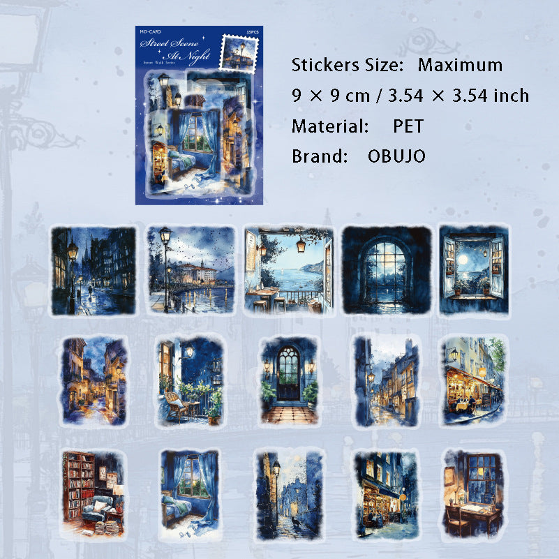 15 Pcs Street Landscape PET Stickers JDMB