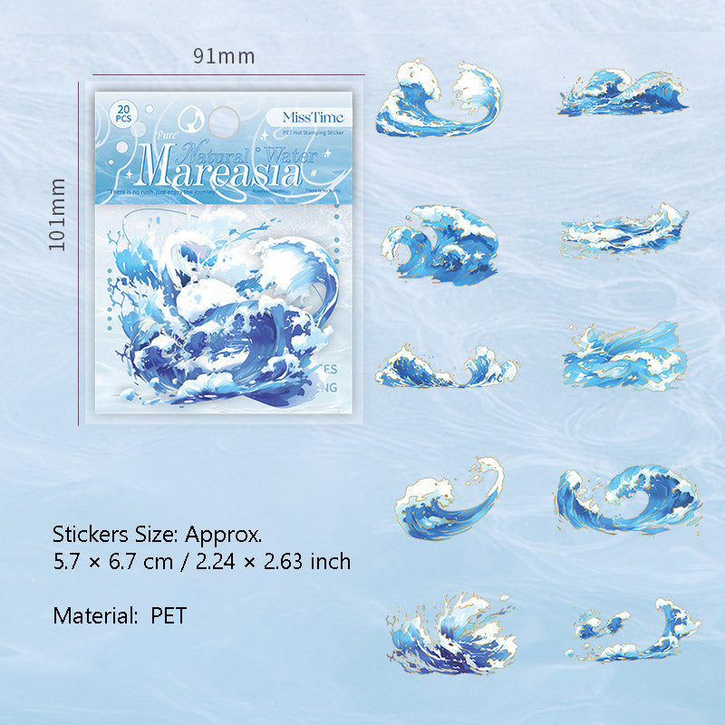 20 Pcs Water Theme PET Stickers ZRSJ