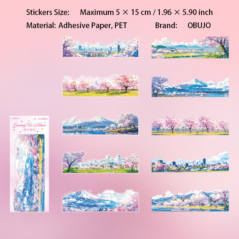 10 Pcs Seasonal Mountain Landscape PET Stickers ZRZL