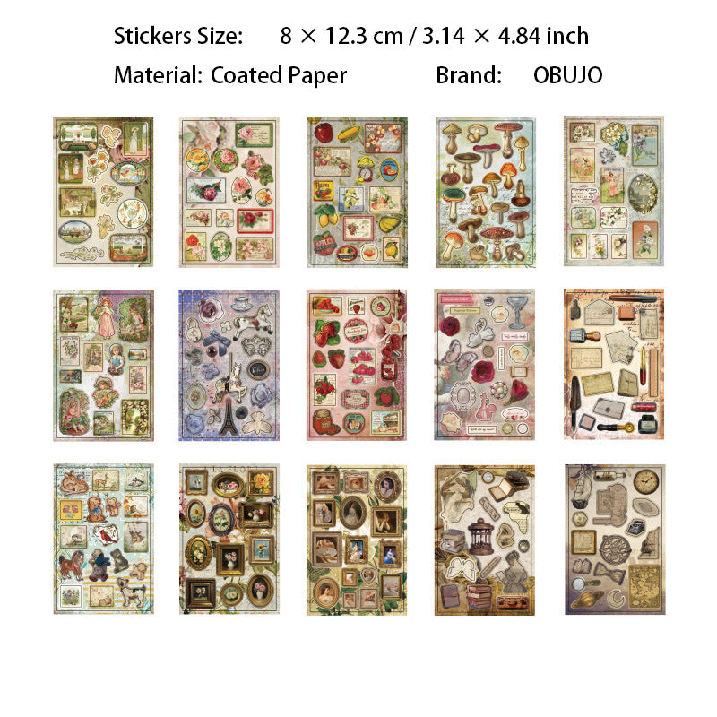 30 Sheets Vintage Journal Stickers Book JLYXY