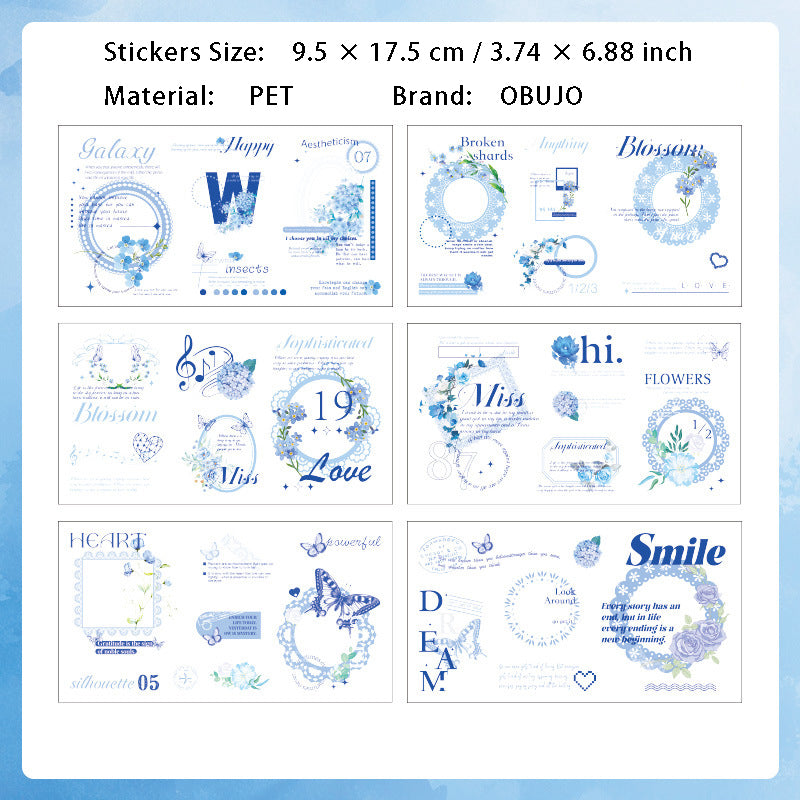 6 Sheets Lace Theme PET Stickers SLFH