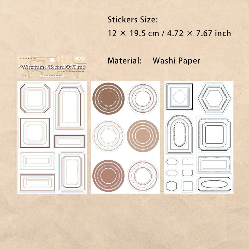 3 Sheets Pre-cut Geometry Frame Stickers SJHX