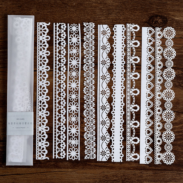 10 Pcs White Lace Hollow-out Journal Paper