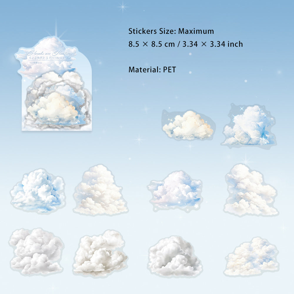 10 Pcs PET Cloud Stickers YDPR