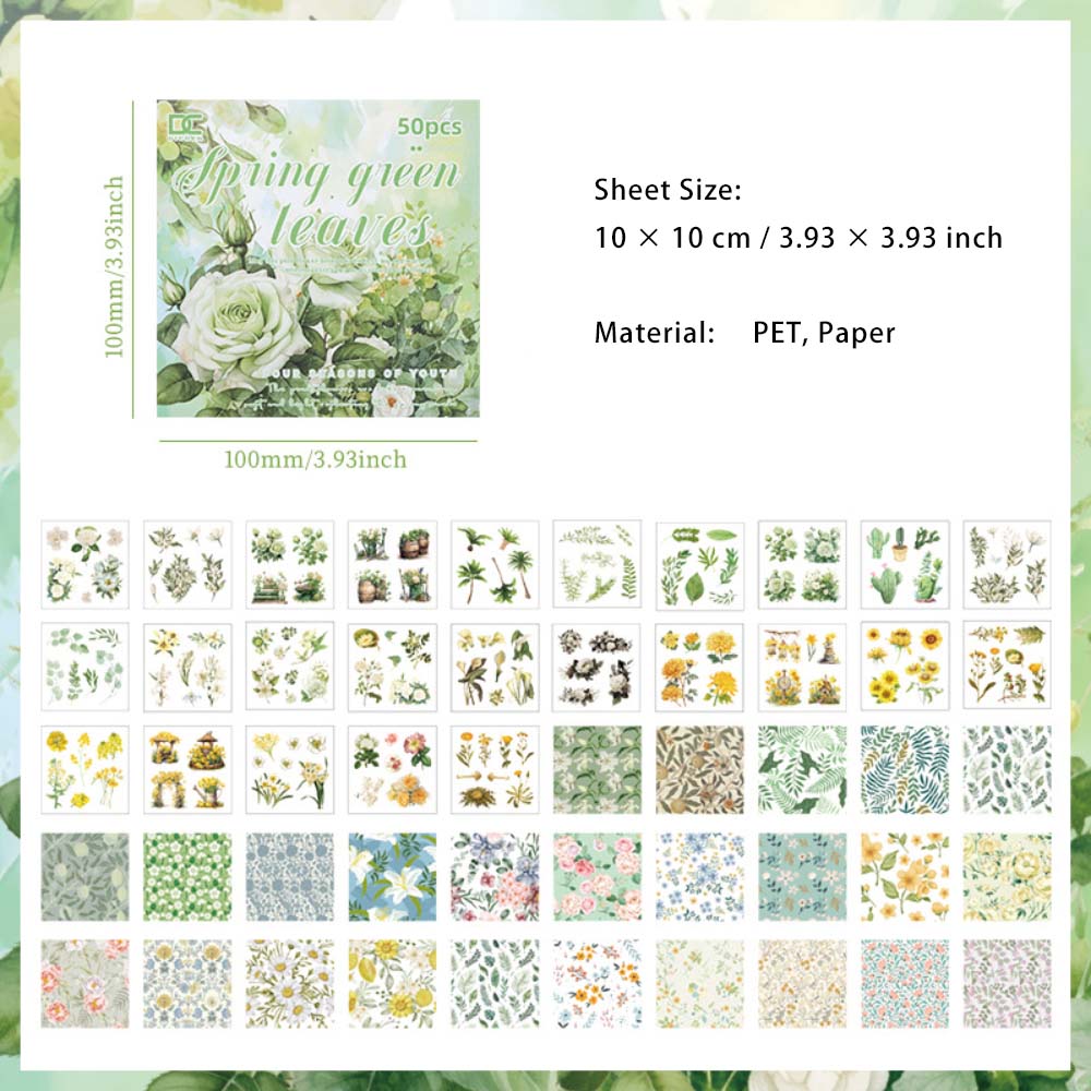 50 Pcs Floral Paper and Stickers Book FHSJ