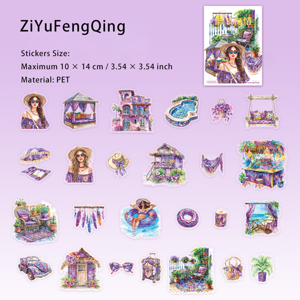 25 Pcs Travel Theme PET Stickers XRFQ