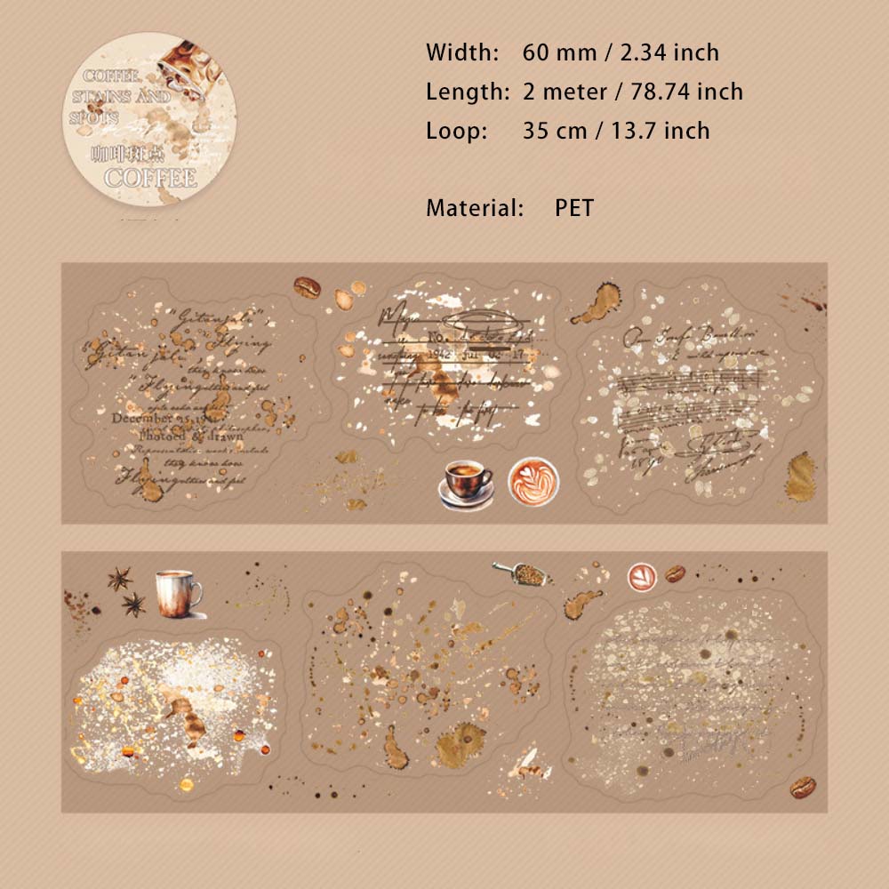 1 Roll Coffee Mark Pre-cut Stickers Tape HSDKJ