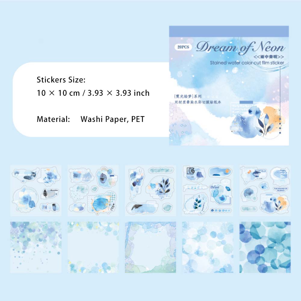 20 Sheets Color Blending Theme Stickers Book NGHM