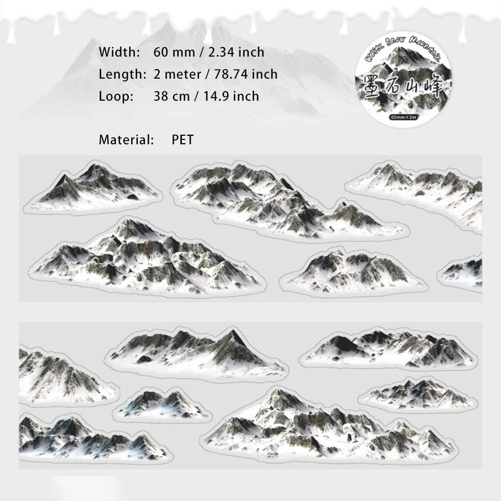 1 Roll Pre-cut Snow Mountain PET Stickers Tape BXSX