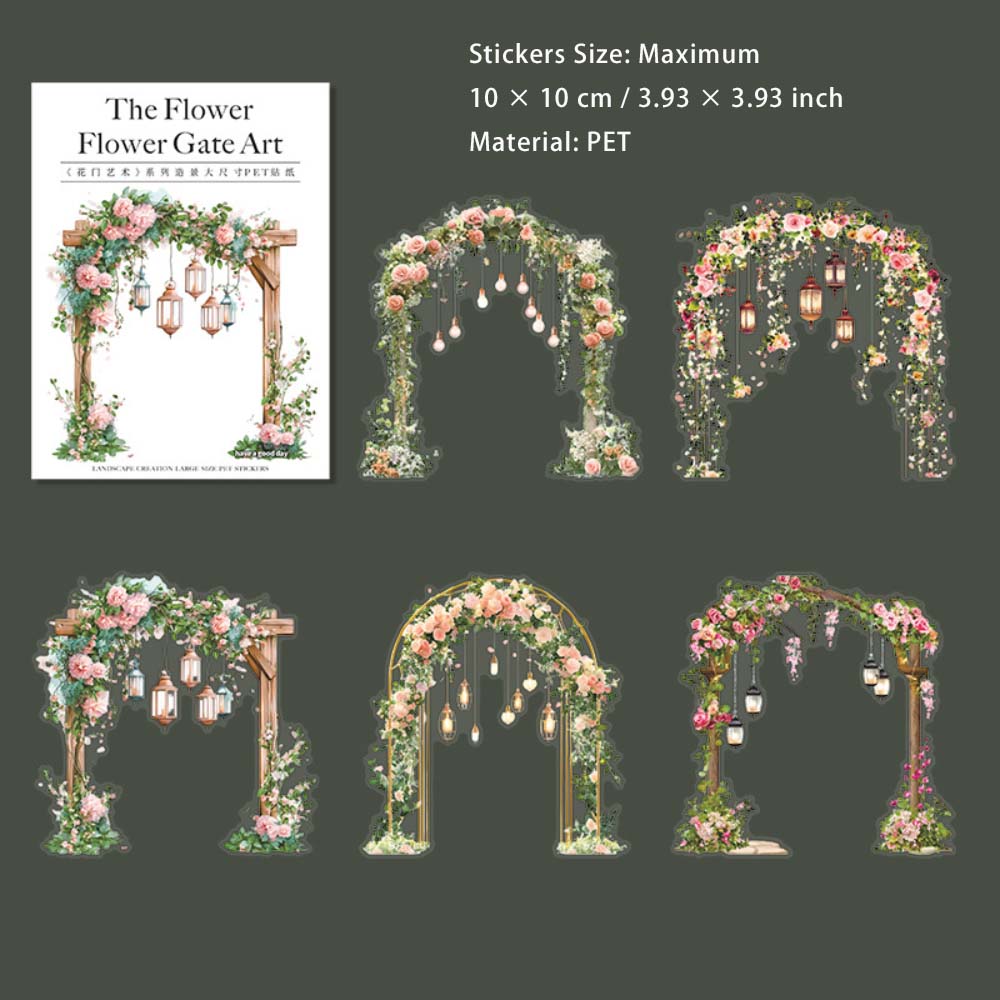 5 Pcs Flower Door PET Stickers HMYS