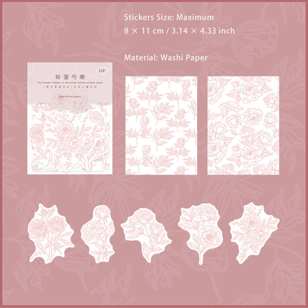 12 Pcs Botanical Foam Washi Stickers CZSLDH