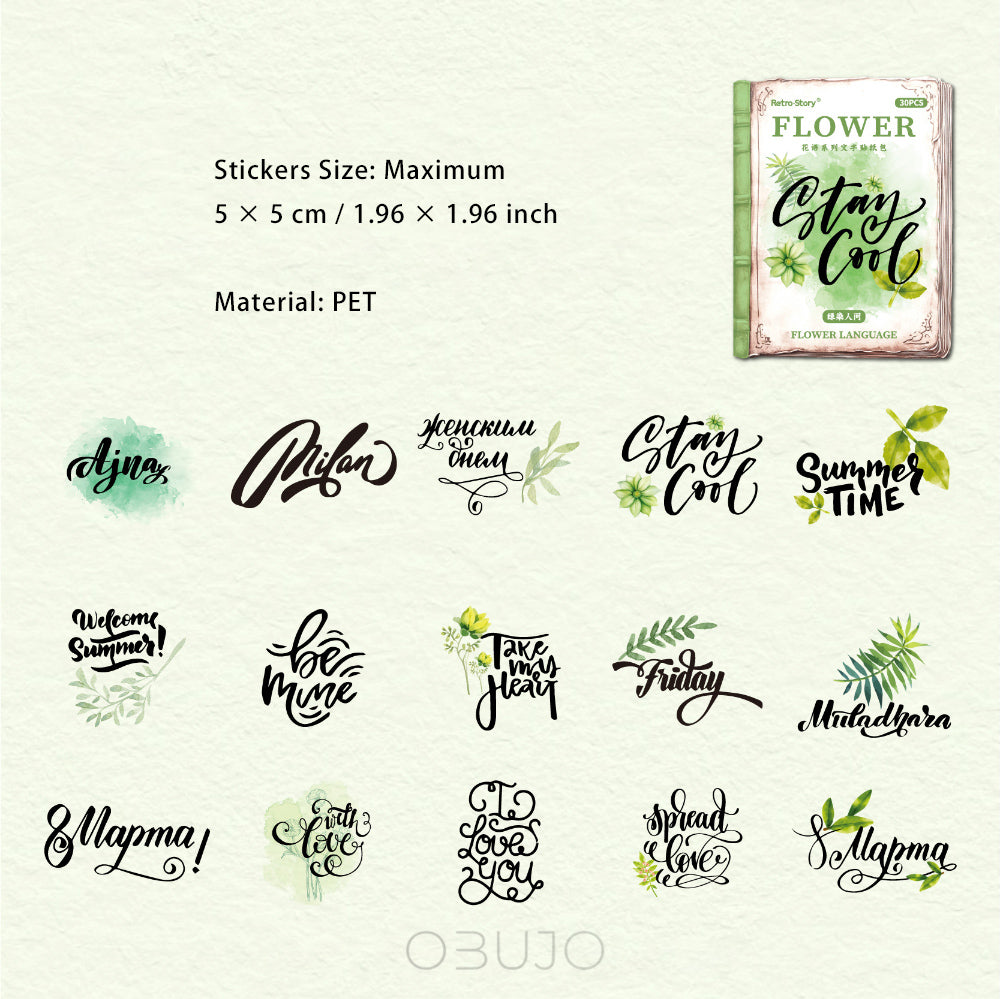 20 Pcs Words PET Stickers HYXL