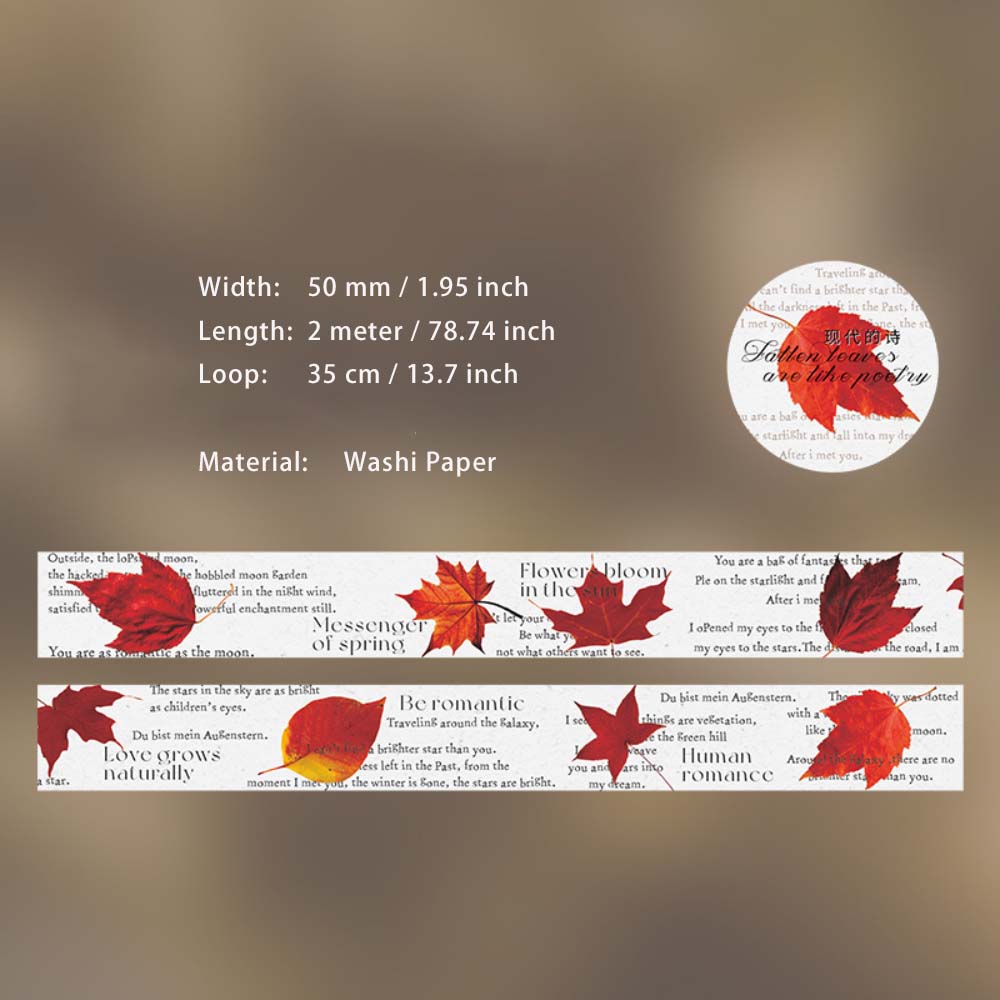 1 Roll Maple Poetry Vintage Washi Tape YYSP