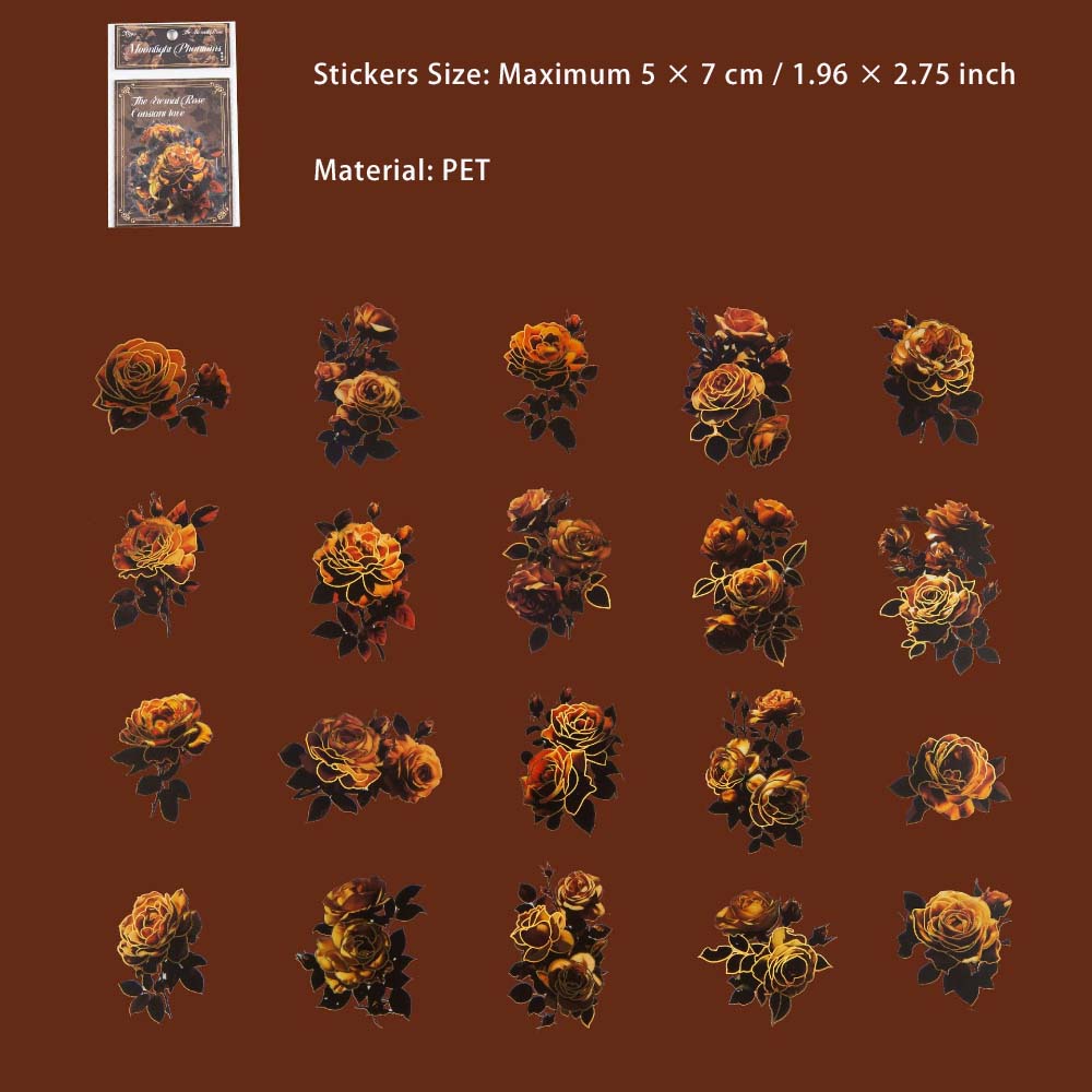 20 Pcs Dark Rose Stickers YHMG