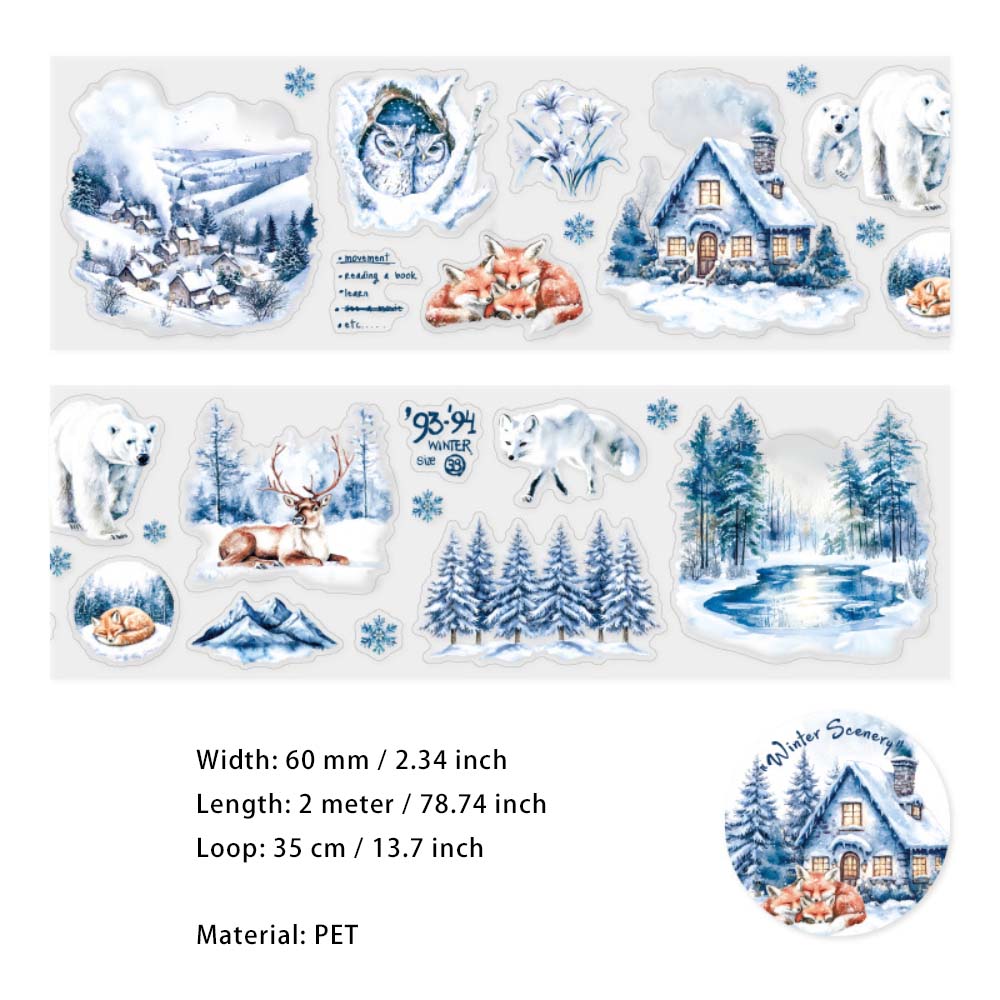 1 Roll Winter Landscape PET Stickers Tape DRXJ